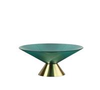 Generisch Plateau à fruits en verre rayé avec pied haut, grand bol pour salon, rangement de bureau, décoration de table à manger (vert, petit)