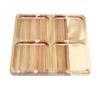 Generisch Plateau de service divisé - 22 x 20 x 1 cm, assiette alimentaire carrée en bois avec plusieurs compartiments | Assiette alimentaire divisée pour sushis, collations, vaisselle à thé