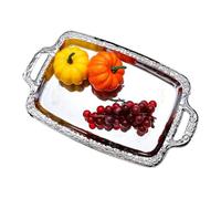 Generisch Plateau en acier inoxydable - Grande décoration de table esthétique avec poignées - Plateau décoratif en tôle d'acier - Pour , gâteau, fromage, dessert, fête, maison, cuisine, restaurant
