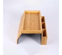 Generisch Plateau pliable pour accoudoir de canapé avec boîte - Plateau de canapé antidérapant en bois - Porte-gobelet pratique et organiseur pour télécommande, téléphone portable et collations