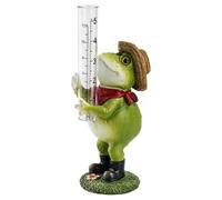 Generisch Pluviomètre grenouille d'extérieur - Statue de jardin décorative | Adorable figurine d'animal avec tube compteur transparent, construction en résine durable de qualité supérieure résistante