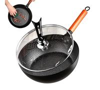 Generisch Poêle à frire à induction antiadhésive martelée avec couvercle élégant pour dîner en famille, maison, petit déjeuner, appartement, pique-nique, extérieur, camping, 1000 g