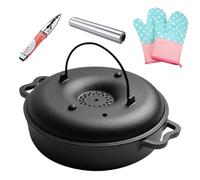 Generisch Poêle à frire en fer avec clip et gants, revêtement antiadhésif, résistant à la chaleur, casserole en fer robuste pour cuisinière, châtaignes de maïs, utilisation dans le