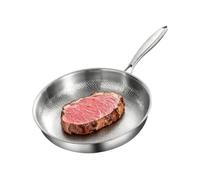 Generisch Poêle à frire martelée sans revêtement - En acier inoxydable - Pour rôtir le steak, la friture, la cuisinière, la cuisine maison et les repas de