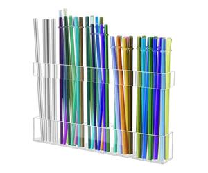 Generisch Porte-paille en acrylique, organiseur de rangement adhésif, porte-baguettes, transparent, 25 x 3 x 3 cm, parfait pour placard de cuisine, bâtons de mélangeur à café, gain de place