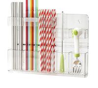 Generisch Porte-paille pour porte d'armoire - Avec 5 compartiments - Réglable en hauteur - Support pour brosses de tasses - Pour vaisselle, décapsuleur, tasses, cuisine, réfrigérateur, mur carrelé