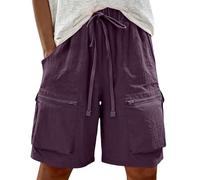 Generisch Pro Short de sport léger pour femme, rouge, respirant, fitness, course à pied, jogging, avec, lilas, XXL