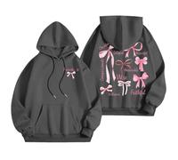 Generisch Pull d'hiver pour femme avec graphisme de mots, sweat à capuche, sweatshirts tendance, vêtements Preppy, sweat-shirt à manches longues, pull avec fermeture éclair sur le, gris foncé, XL