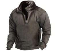 Generisch Pullover de Travail Homme - Sweat à Capuche d'Hiver, Uni, Fermeture Éclair, Col Montant, Chaud, Plus Polaire, Manches Longues, gris, S