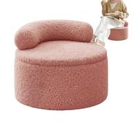 Generisch Repose-pieds Ottoman - Bois cachemire - 35 x 35 x 27 cm - Coussin d'assise rond rembourré - Banc de rangement en peluche - Repose-pieds avec - Chaise de coiffeuse pour salon, chambre