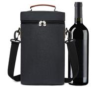 Generisch Sac à vin isotherme pour 2 bouteilles, porte-bouteilles de vin | sac de transport portable, étanche, avec poignée pour les voyages et Noël, Noir , Siehe Beschreibung, Voir description