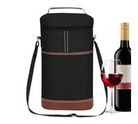 Generisch Sac de à vin | Sac de transport isotherme étanche - Sac isotherme pour double bouteille de vin pour les fêtes, les voyages, le déjeuner au travail, les excursions, la randonnée, le