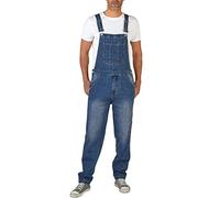 Generisch Salopette en jean pour homme - Salopette en denim stretch et réglable - Coupe ample - Pantalon en jean - Salopette de travail confortable - Large pantalon de loisirs, bleu clair, L