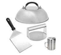 Generisch Smash Kit d'outils pour hamburger - 4 pièces en acier inoxydable - Salière - Spatule à fondre - Pour faire fondre le fromage lors de la presse de patty - Pour la cuisine, la maison, le