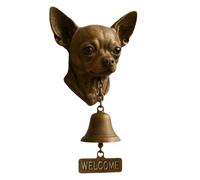 Generisch Sonnette de porte de bienvenue avec motif de chien, cloche rustique vintage décorative murale avec tête de chien - Pour portail, potence, jardin, maison et