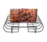 Generisch Support à nervures de barbecue - Grand support vertical en acier inoxydable avec 4 fentes - Support en grille nervurée pour griller la viande, pour cuisine, pique-nique, barbecue, extérieur