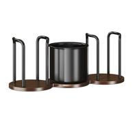 Generisch Support de tasse à café en bois solide avec 3 compartiments | Organiseur de station de café pour comptoir, bureau, table, armoire, maison, café, boissons, thé, assaisonnements