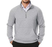 Generisch Sweat-shirt à manches longues pour homme, élégant, zippé | Pull en polaire uni - Léger et fin - Col montant - Fermeture éclair 1/4 - Pull de sport - Pull de travail
