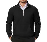 Generisch Sweat-shirt à manches longues pour homme, élégant, zippé | Pull en polaire uni - Léger et fin - Col montant - Fermeture éclair 1/4 - Pull de sport - Pull de travail