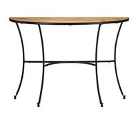 Generisch Table d'appoint 110 x 40 x 77 cm en bois de manguier massif avec | Bois de manguier massif, forme semi-circulaire, pieds en acier, stable, décoratif, grain unique