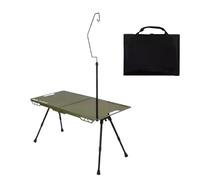 Generisch Table de camping portable - Table de barbecue de jardin pliable - Table de camping réglable en hauteur avec support d'éclairage - Portable pour jardin, pique-nique, terrasse, camping et