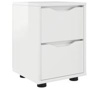 Generisch Table de chevet blanc brillant 30,5 x 30 x 43 cm en bois | Hauteur réglable, pieds noirs pour petits pains, résistant à l'humidité, tiroirs à roulement facile, espace de rangement