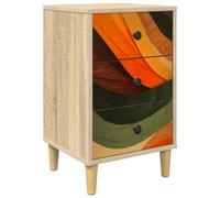 Generisch Table de chevet BONN en chêne Sonoma 36 x 33 x 60 cm | Armoire d'appoint pour chambre à coucher, compartiments spacieux, motif décoratif, effaçable à sec, forme rectangulaire
