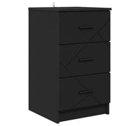 Generisch Table de chevet noire 38 x 38 x 66 cm en bois | Autonome, poignées métalliques, tiroirs spacieux, dimensions compactes, facile d'entretien, style minimaliste