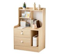 Generisch Table de chevet suspendue - Table d'appoint - Table de chevet beige - Commode avec 2 tiroirs et 3 étagères - Table basse en bois - Table de chevet pour salon