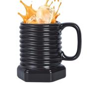 Generisch Tasse à café en céramique - 380 ml - Tasse à thé dorée, noire et argentée pour anniversaire, Noël, cappuccino, jus de lait, bière, cuisine, café, restaurant, maison