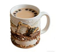 Generisch Tasse en céramique Java - 325 ml Digger Relief Sipper, pichet dimensionnel Earthmover, carafe d'oreille adhérente | lieu de travail, voyage, salon, résidence, bistro, dortoir, salle de