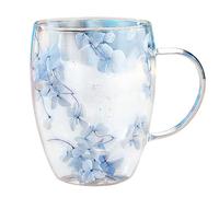 Generisch Tasses à thé en verre à double paroi avec fleurs séchées | Tasse à café en verre thermique transparent anti-brûlure décorative pour anniversaire, Nouvel An, Noël, Pâques