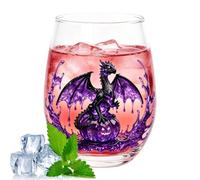 Generisch Verre à vin Dragon - Verre sans pied pour Halloween 400 ml | Gobelet en verre imprimé dragon 2D pour eau, jus, thé, cocktails, whisky, bière, fêtes, maison, bar, cuisine, restaurant