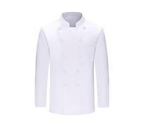 Generisch Veste de cuisinier unisexe pour homme et femme - Noir/blanc - Vêtement de chef professionnel - Manches longues - Veste de boulanger - Manteau de cuisine - Uniforme, restaurant, cuisine
