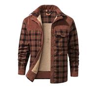 Generisch Veste d'hiver à carreaux pour homme - Veste de sport doublée - Veste en flanelle thermique à carreaux - Veste polaire avec plusieurs poches - Doublure intérieure chaude - Chemise de bûcheron