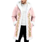 Generisch Veste polaire chaude pour homme - Cardigan de Noël - Manteau à capuche - Pour l'hiver - Chaud - Avec bordure en peluche - Manteau de Noël - Loisirs - Mode - Poches, Rose, 3XL
