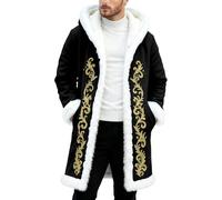Generisch Veste polaire chaude pour homme - Cardigan de Noël - Manteau à capuche - Pour l'hiver - Chaud - Avec bordure en peluche - Manteau de Noël - Loisirs - Mode - Poches, Noir , 4XL