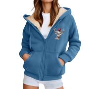 Generisch Veste polaire d'hiver lourde avec doublure chaude - Cardigan ouvert - Vêtement d'extérieur confortable pour femme au quotidien et au bureau, bleu, 3XL