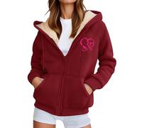 Generisch Veste polaire d'hiver lourde avec doublure chaude ouverte sur le devant, vêtement extérieur doux et velouté, poches pratiques pour femme, Bordeaux, 4XL