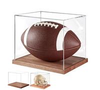 Generisch Vitrine de casque pour casques de taille complète | Boîte de rangement transparente avec support en bois | Valise de présentation pour casque de football miniature pour basket-ball, football