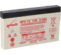 Genesis NP2-12FR 12V 2Ah Faston 4,8Mm AGM PLOMB ACCU Équivalent NP2-12 MP2-12SL