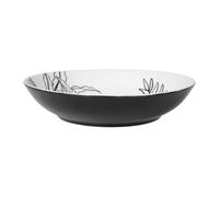 Genevieve LETHU 536132 Assiette Creuse en Porcelaine Blanche Ø 20 cm - Collection ESQUISSES VEGETALES - Décor Végétal Noir