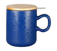 Geneviève Lethu 536234 Tisanière 45 n Grès avec infuseur - Tasse à thé, tisane avec couvercle en Pin et passoire inox - Bleu Foncé collection Minuit