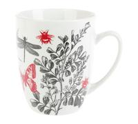 GENEVIEVE LETHU 538759 Mug 34 cl Porcelaine - Gamme DANS MON JARDIN - Ø 8.5 cm H 10.5 cm - Coloris Noir-rouge