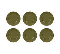 GENEVIEVE LETHU 545267 Lot de 6 Assiettes Plate Modèle Grain de Riz - Faïence Coloris Kaki - Ø 27 cm