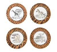 Geneviève Lethu 548860 Set 4 Assiettes TANGANYIKA Réédition - Porcelaine Décor Animalier Signature - Table Élégante & Contemporaine - Collection Iconique Réinterprétée
