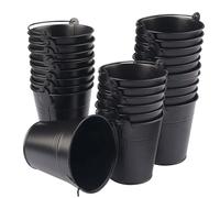 GENHAKON Lot de 25 seaux en métal noir de 10,2 cm, polyvalents, cadeaux de fête et décoration, look vintage, parfaits pour planter ou ranger, accessoires de cuisine pour petits appareils