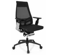 HJH Office Chaise de bureau GENIDIA SMART BLACK CM maille respirante support lombaire noir/chrome