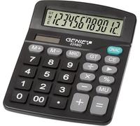 Genie Calculatrice de bureau 225 BD – 12 chiffres – Dual-Power solaire et batterie – Noir