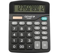 Genie Calculatrice de bureau 225 BD – 12 chiffres – Dual-Power solaire et batterie – Noir
